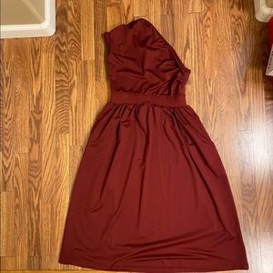 One shoulder dress with side packets